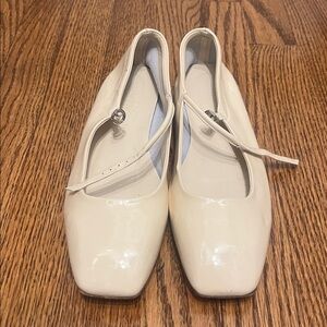 Cream Patent Leather Mary Jane Flats from Aeyde